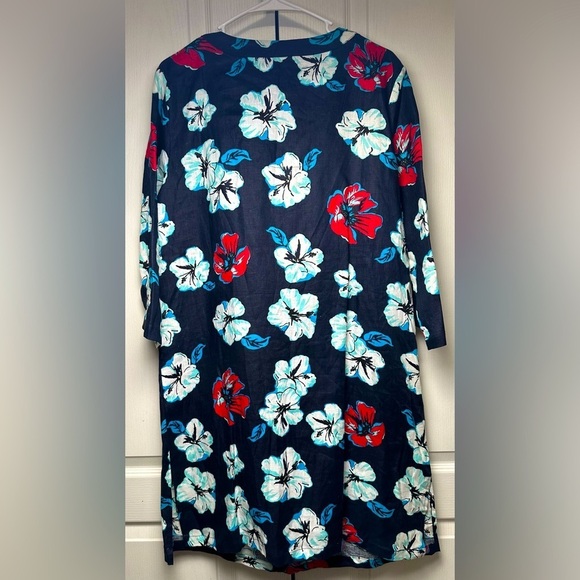 Talbots 100% Linen Beaded Neckline Hawaiian Tunic Dress Size Large NWT! - Picture 3 of 8